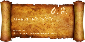Osvald Hümér névjegykártya